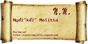 Nyókó Melitta névjegykártya